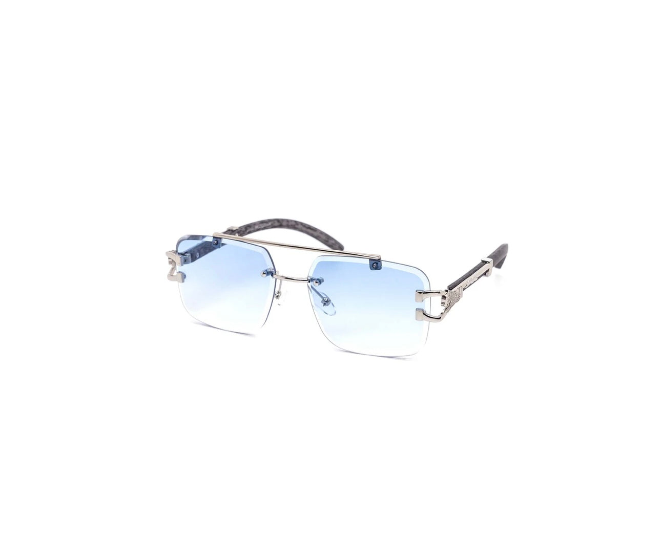 Rimless Gradient Miter-Cut Aviator