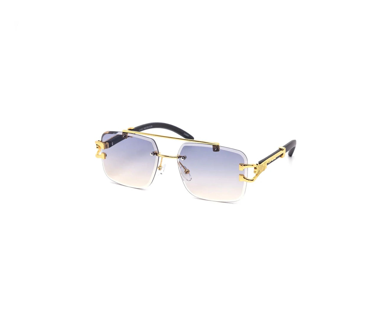 Rimless Gradient Miter-Cut Aviator : Light Dark Lense