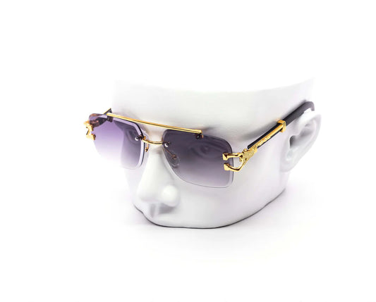 Rimless Gradient Miter-Cut Aviator: Dark Lense