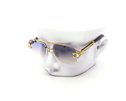 Rimless Gradient Miter-Cut Aviator : Light Dark Lense