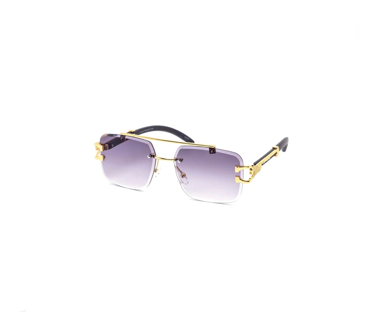 Rimless Gradient Miter-Cut Aviator: Dark Lense