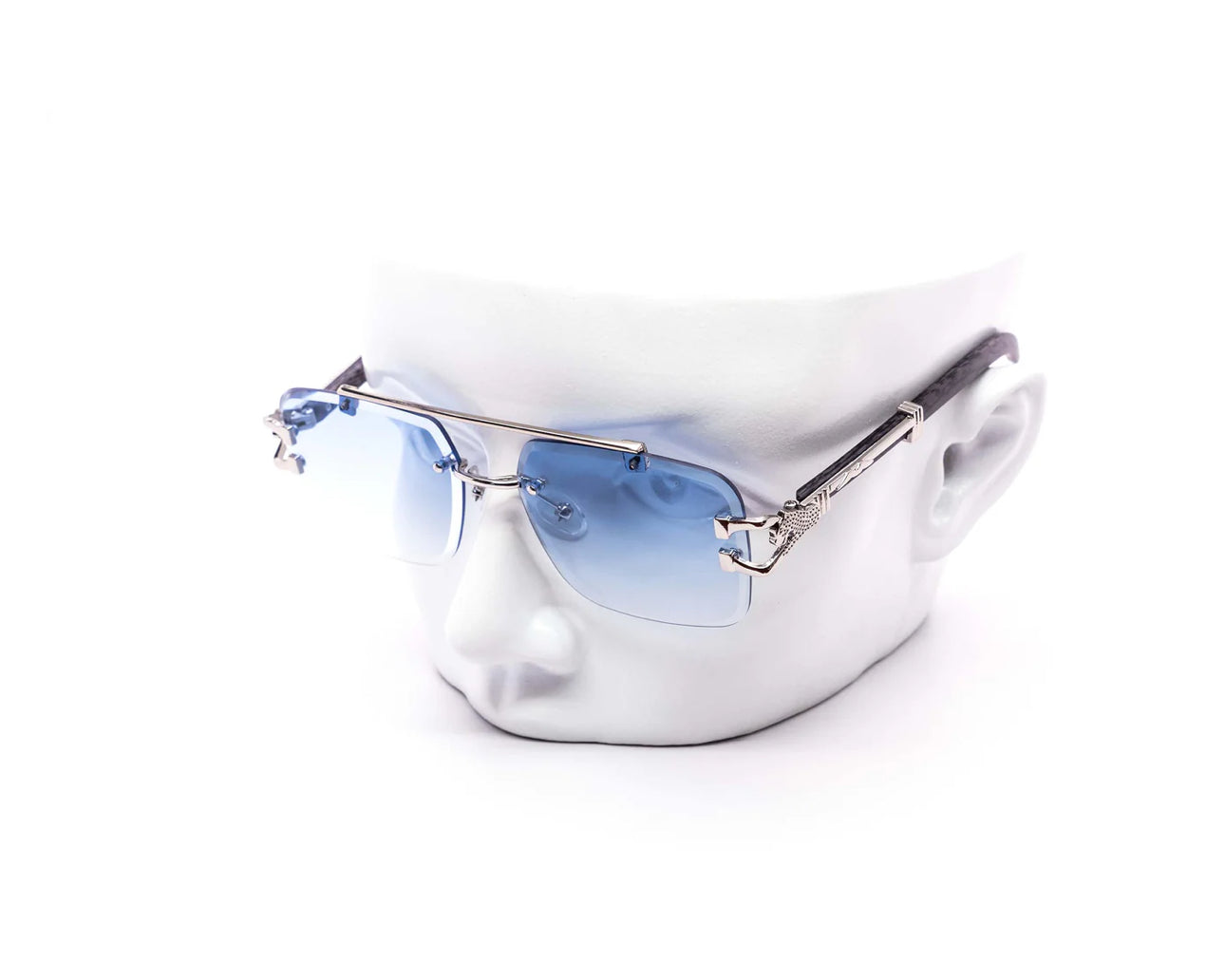 Rimless Gradient Miter-Cut Aviator