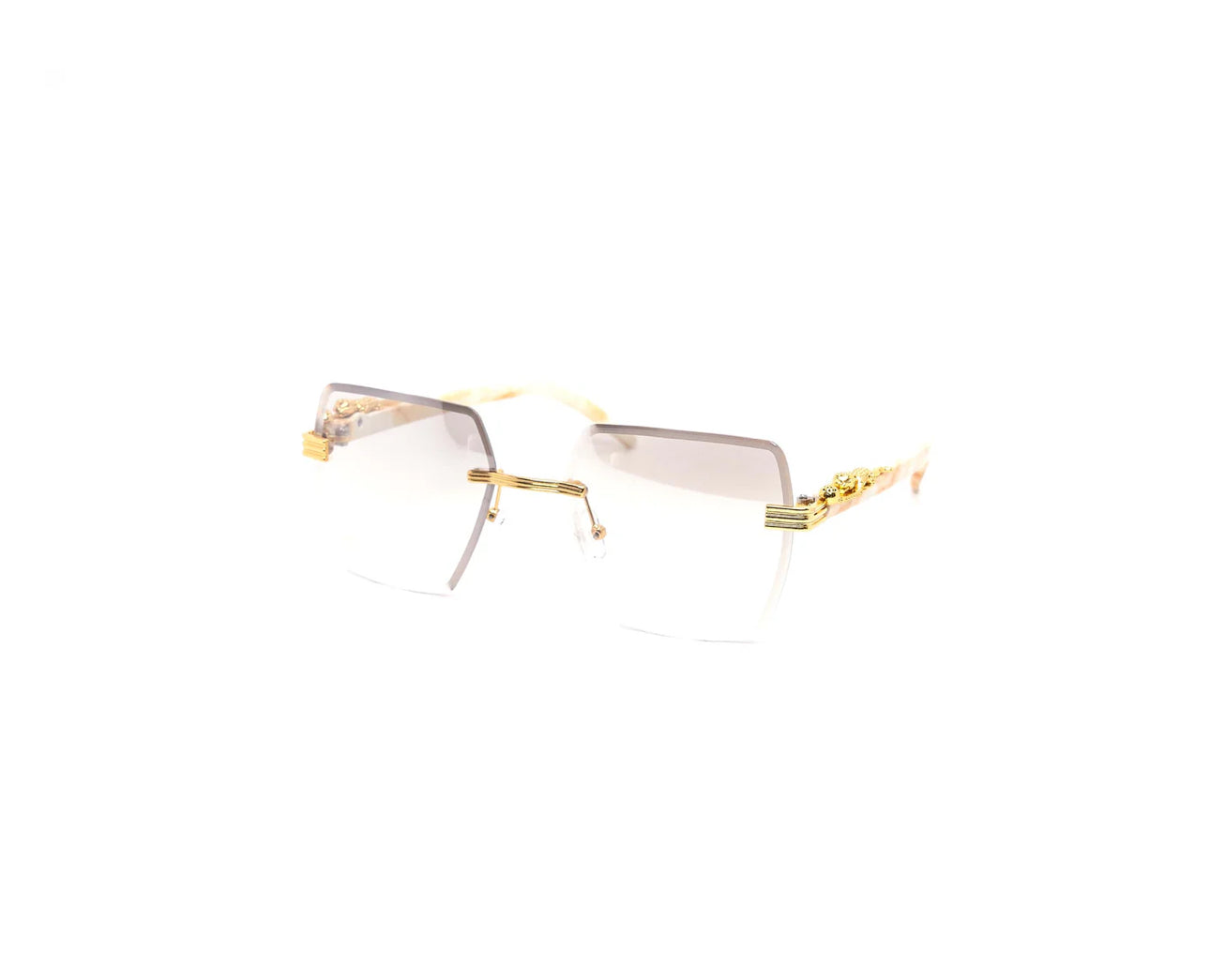 Rimless Hexagon Miter-Cut Gradient Metal Feline