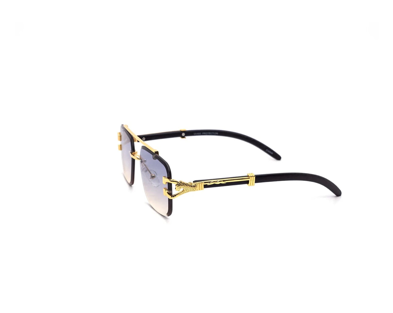 Rimless Gradient Miter-Cut Aviator : Light Dark Lense